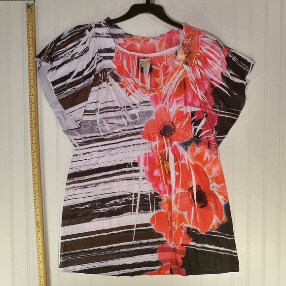 OneWould, Tie-Dye Like Floral Top, 2X - Picture 2 of 6